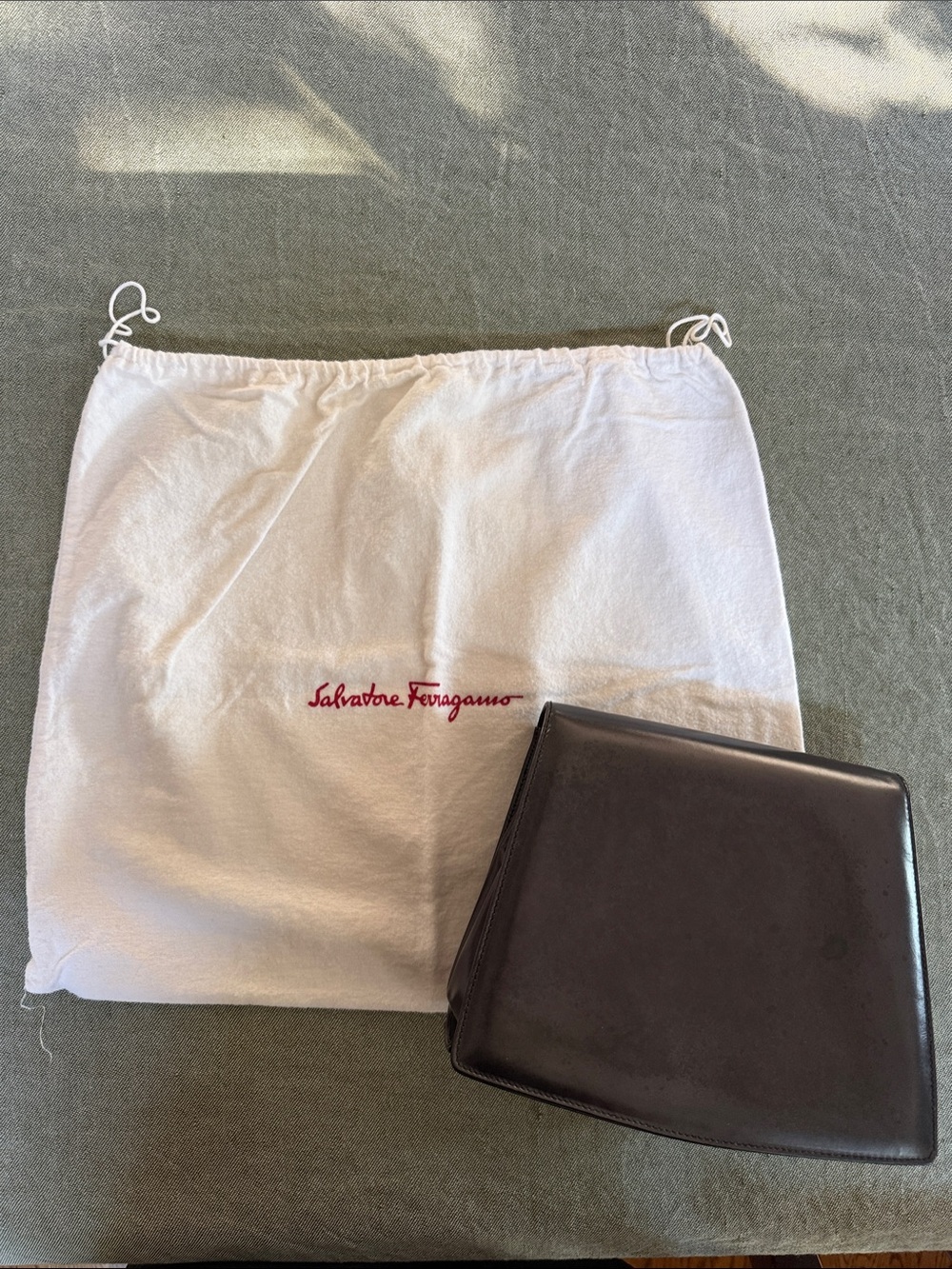 Salvatore Ferragamo Black Leather Bag with dust bag (no strap/handles).